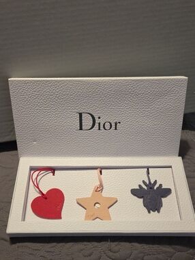 DIOR Leather Charms Set (3)- Red, Beige, Navy